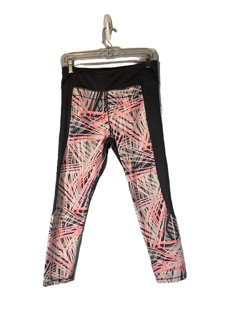 Calvin Klein Black Multi-Color Nylon Blend Capri Casual Leggings Women Sz L